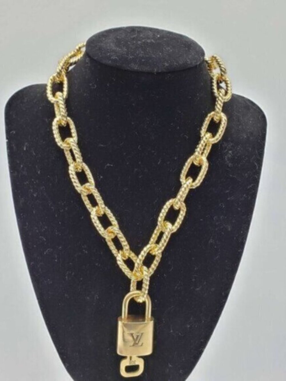 Authentic Louis Vuitton Lock and Key Gold Color with Gold Plated Chain Necklace